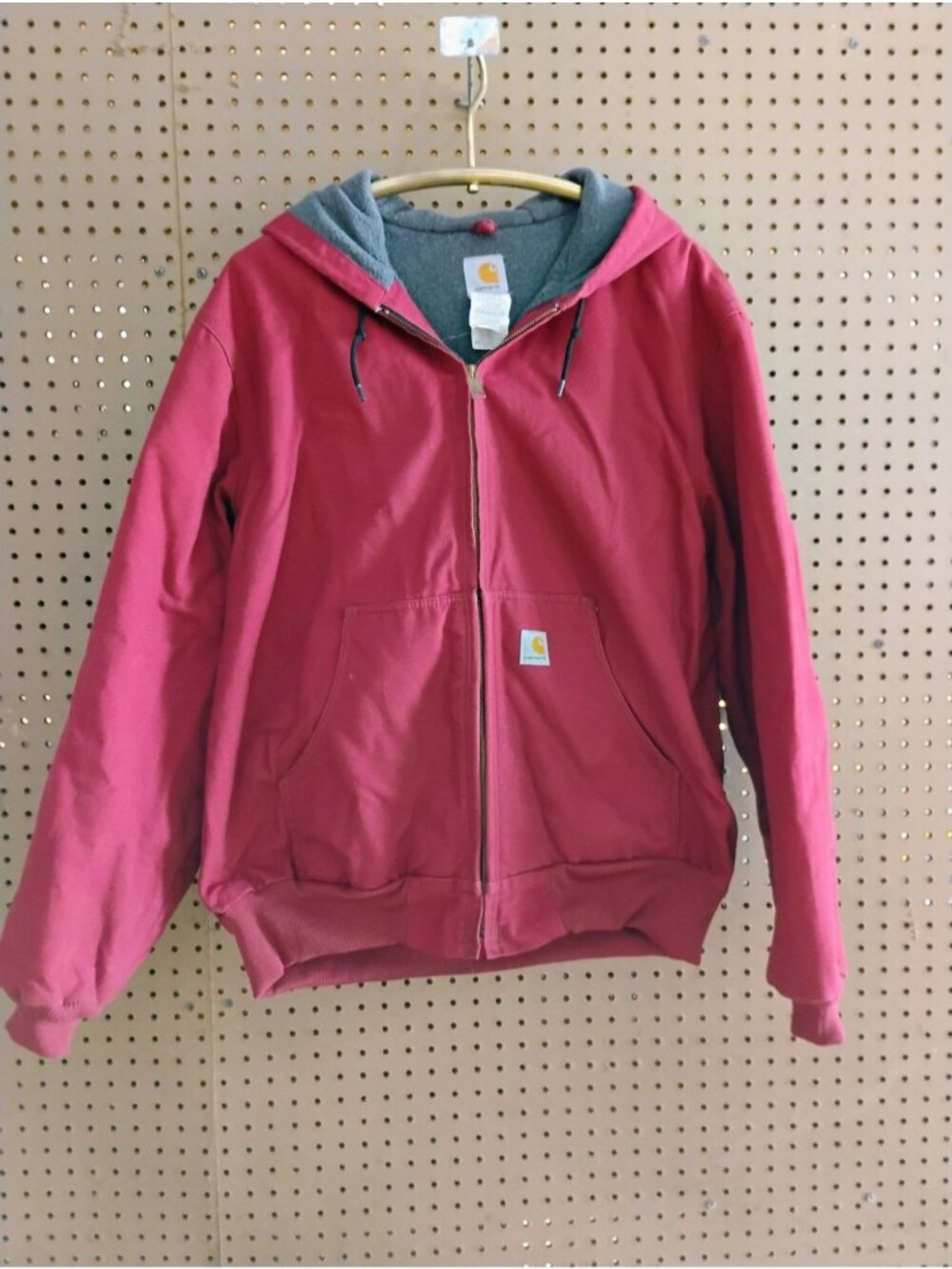Carhartt Red Jacket Fleece-Lined Hooded Zip-Up Size XL